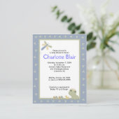 Froggy Tales Blue Border Baby shower Invitation Kaart (Staand voorkant)