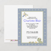 Froggy Tales Blue Border Baby shower Invitation Kaart (Voorkant / Achterkant)