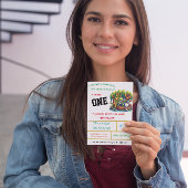 Froggy-thema eerste verjaardag partij kaart