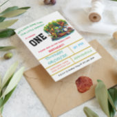 Froggy-thema eerste verjaardag partij kaart