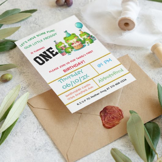Froggy verjaardagsviering - 1 jaar! kaart