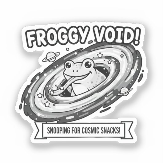 Froggy Void Funny Space Frog Cartoon Sticker (Voorkant)