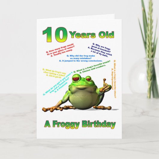 Froggy vriend 10e verjaardagskaart met kikkerige g kaart (Voorkant)