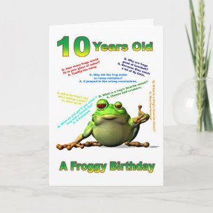 Froggy vriend 10th verjaardagskaart met ijskoude g kaart