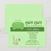 Froggyville Cute Frog Baby shower Invitation Kaart (Voorkant / Achterkant)