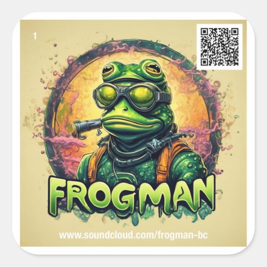 Frogman #1 Sticker - vel van 6 stickers (Voorkant)