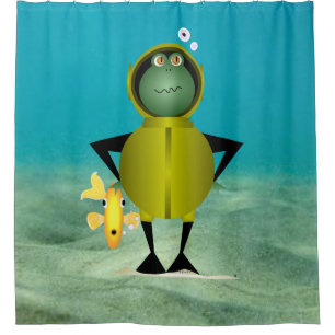 Frogman Shower Curtain Douchegordijn