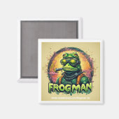 Frogman Square Magnet 2" x 2" (Voorkant / Achterkant)