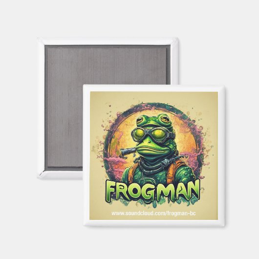 Frogman Square Magnet 2" x 2" (Voorkant / Achterkant)