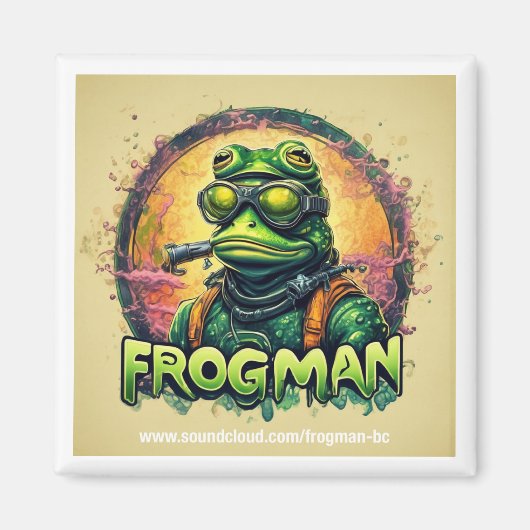 Frogman Square Magnet 2" x 2" (Voorkant)