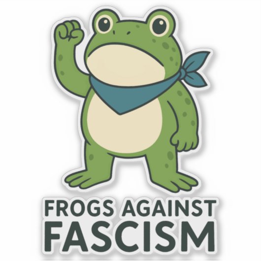 Frogs Against Fascism Portland Frog Protest Sticker (Voorkant)