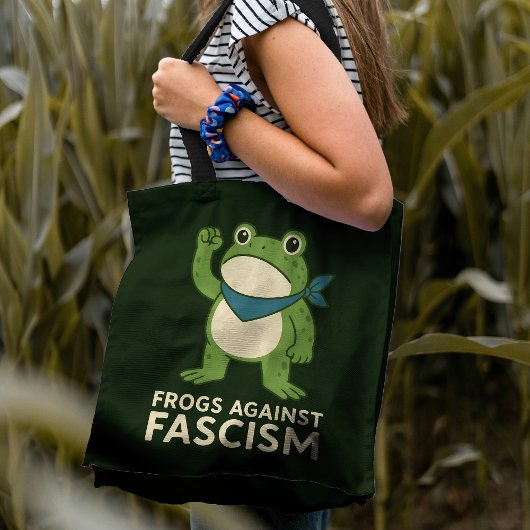 Frogs Against Fascism Portland Frog Protest Tote Bag