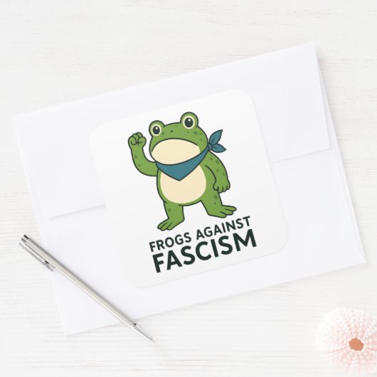 Frogs Against Fascism Portland Frog Protest Vierkante Sticker (Envelop)