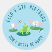 Frogs and Lily Pads Cute Birthday Kids CUSTOM Ronde Sticker (Voorkant)