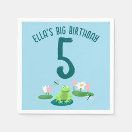 Frogs and Lily Pads Cute Birthday Kids CUSTOM Servet
