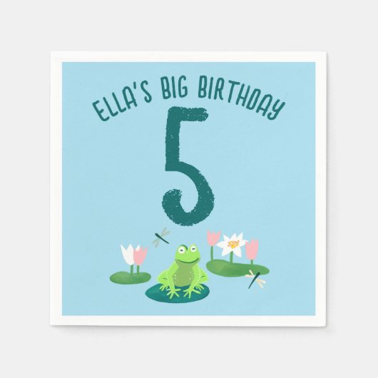 Frogs and Lily Pads Cute Birthday Kids CUSTOM Servet (Voorkant)