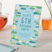 Frogs and Lily Pads Cute Birthday Party Reclamebord Met Voetstuk (Insitu)
