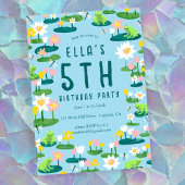 Frogs and Lily Pads Cute CUSTOM BIRTHDAY PARTY Kaart