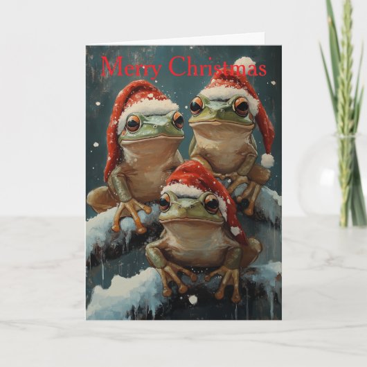 Frogs at Christmas Feestdagen Kaart (Voorkant)