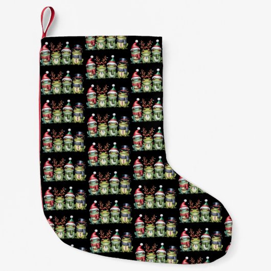 Frogs Christmas Frog Lover Cute Santa Animals Kleine Kerstsok (Voorkant)