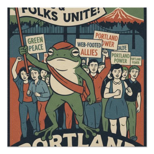 Frogs & Folks Unite – Portland Solidarity Poster (Voorkant)
