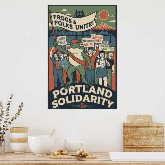 Frogs & Folks Unite – Portland Solidarity Poster (Keuken)