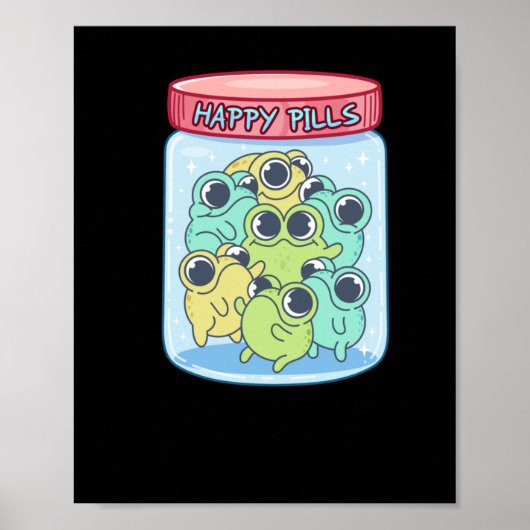 Frogs Happy Pills Sticker Poster (Voorkant)