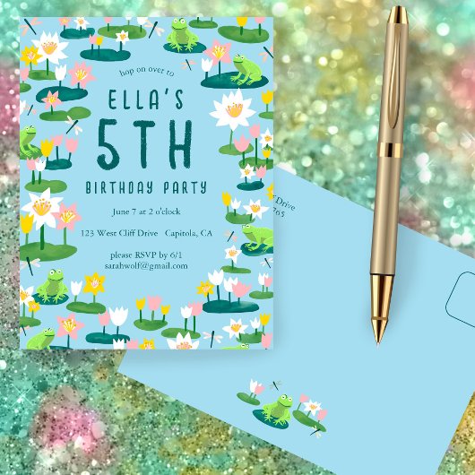 Frogs & Lily Pad CUSTOM BIRTHDAY PARTY Invitation Briefkaart