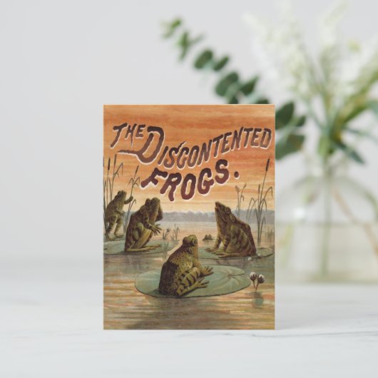 Frogs Lily Pads Moon Illustratie Briefkaart (Staand voorkant)