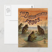 Frogs Lily Pads Moon Illustratie Briefkaart (Voorkant / Achterkant)
