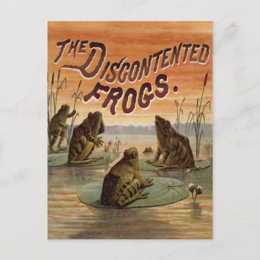 Frogs Lily Pads Moon Illustratie Briefkaart (Voorkant)