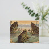 Frogs Lily Pads Moon Illustratie Briefkaart (Staand voorkant)