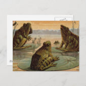 Frogs Lily Pads Moon Illustratie Briefkaart (Voorkant / Achterkant)