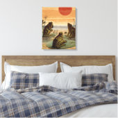 Frogs Lily Pads Moon Illustratie Canvas Afdruk (Insitu (Slaapkamer))