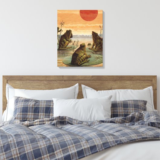 Frogs Lily Pads Moon Illustratie Canvas Afdruk (Insitu (Slaapkamer))