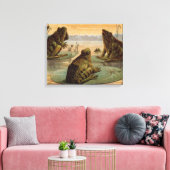 Frogs Lily Pads Moon Illustratie Canvas Afdruk (Insitu (Woonkamer))