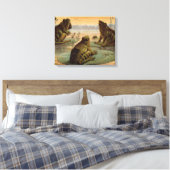 Frogs Lily Pads Moon Illustratie Canvas Afdruk (Insitu (Slaapkamer))