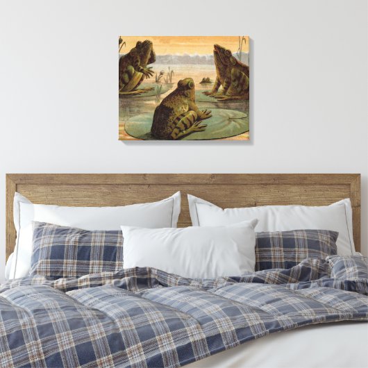 Frogs Lily Pads Moon Illustratie Canvas Afdruk (Insitu (Slaapkamer))