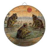 Frogs Lily Pads Moon Illustratie Dartbord (Voorkant)