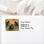 Frogs Lily Pads Moon Illustratie Etiket (Insitu)