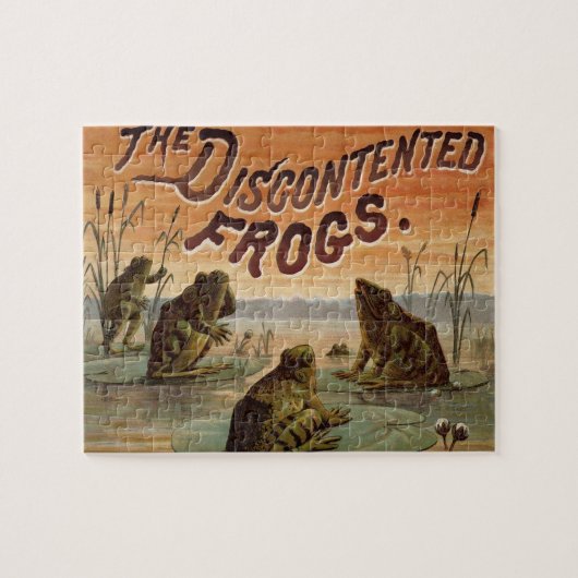 Frogs Lily Pads Moon Illustratie Legpuzzel (Horizontaal)