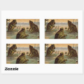 Frogs Lily Pads Moon Illustratie Rechthoekige Sticker (Vel)