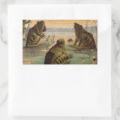 Frogs Lily Pads Moon Illustratie Rechthoekige Sticker (Tas)