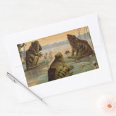 Frogs Lily Pads Moon Illustratie Rechthoekige Sticker (Envelop)