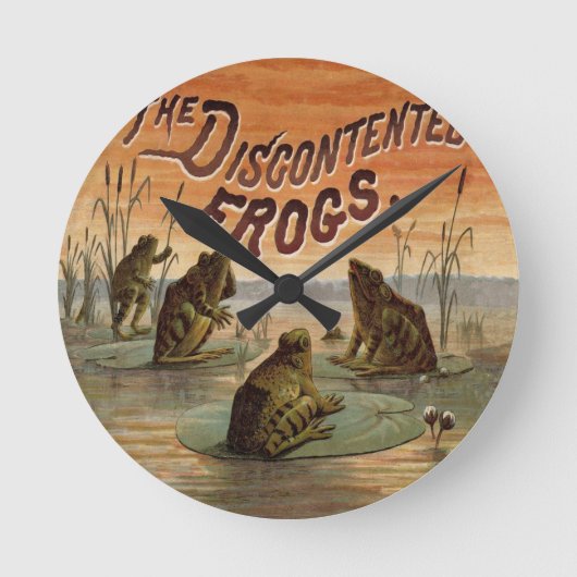 Frogs Lily Pads Moon Illustratie Ronde Klok (Voorkant)