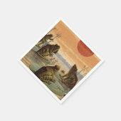 Frogs Lily Pads Moon Illustratie Servet (Hoek)