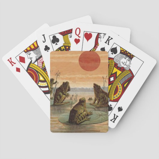 Frogs Lily Pads Moon Illustratie Speelkaarten (Achterkant)