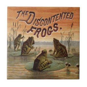 Frogs Lily Pads Moon Illustratie Tegeltje