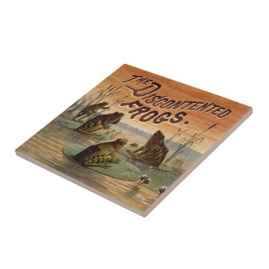 Frogs Lily Pads Moon Illustratie Tegeltje (Zijkant)