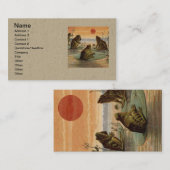 Frogs Lily Pads Moon Illustratie Visitekaartje (Voorkant / Achterkant)